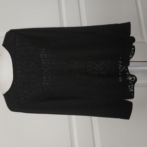 Banana Republic Women's size medium black long sleeve blouse lace over front